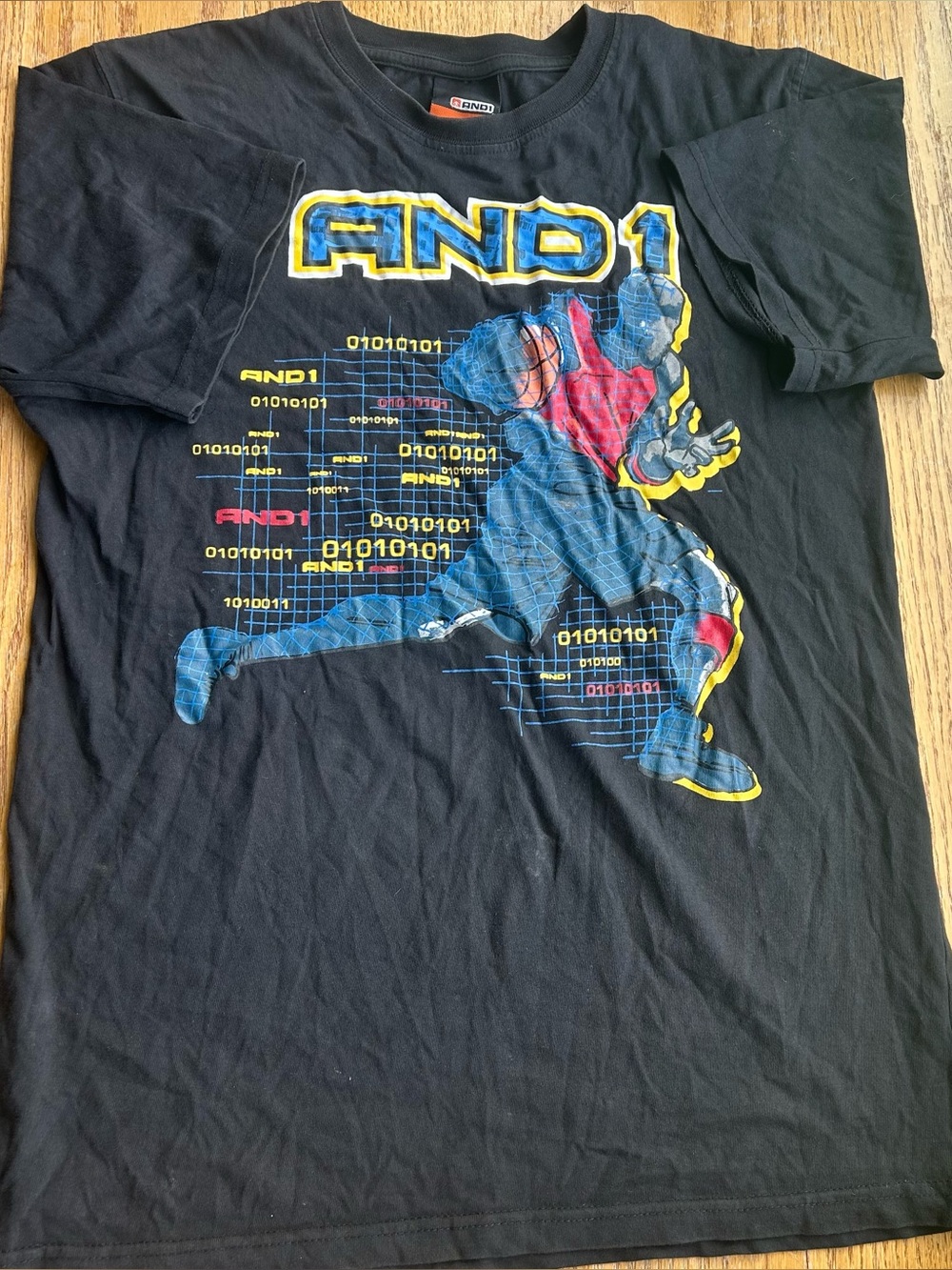 Vintage And1 Black Short-Sleeve Graphic T-shirt Boys Sz L 14/16